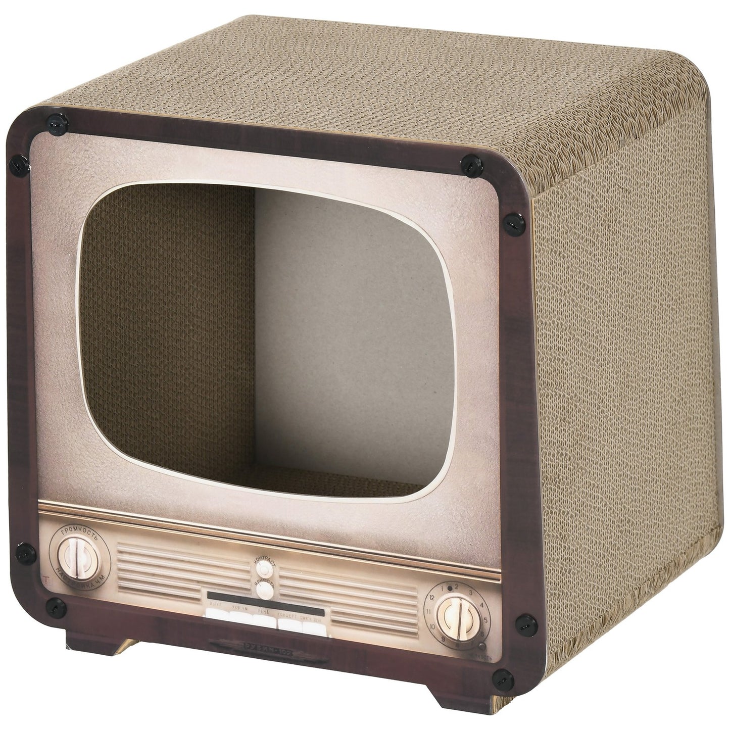 Charming Vintage TV Cat House & Scratcher: 2-In-1 Fun with Catnip for Your Feline Friend!