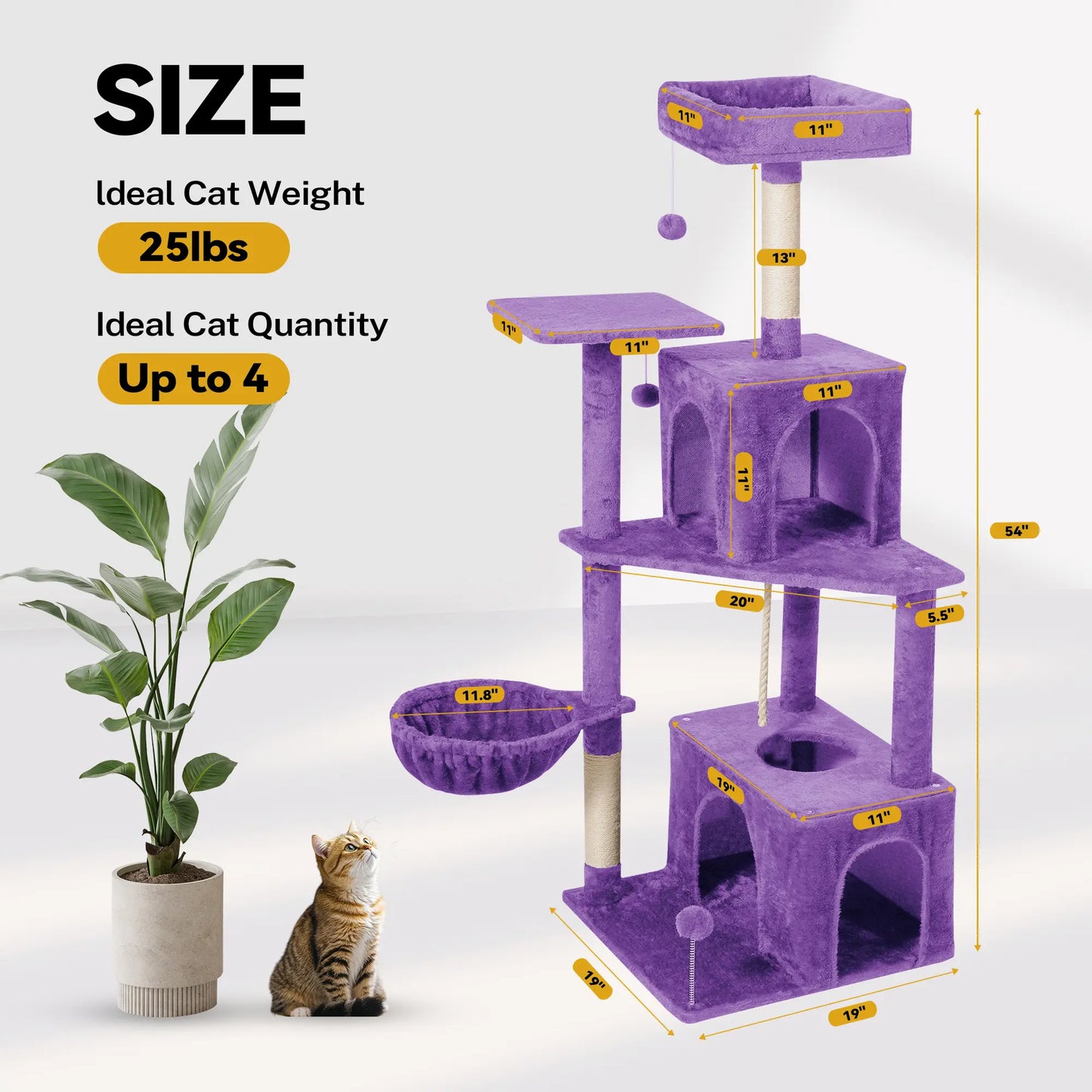 Wecharmer Indoor Cat Tree Tower with Plush Condo, Scratching Posts, and Hanging Ball - Ideal Pet Furniture with Green Leaf Design