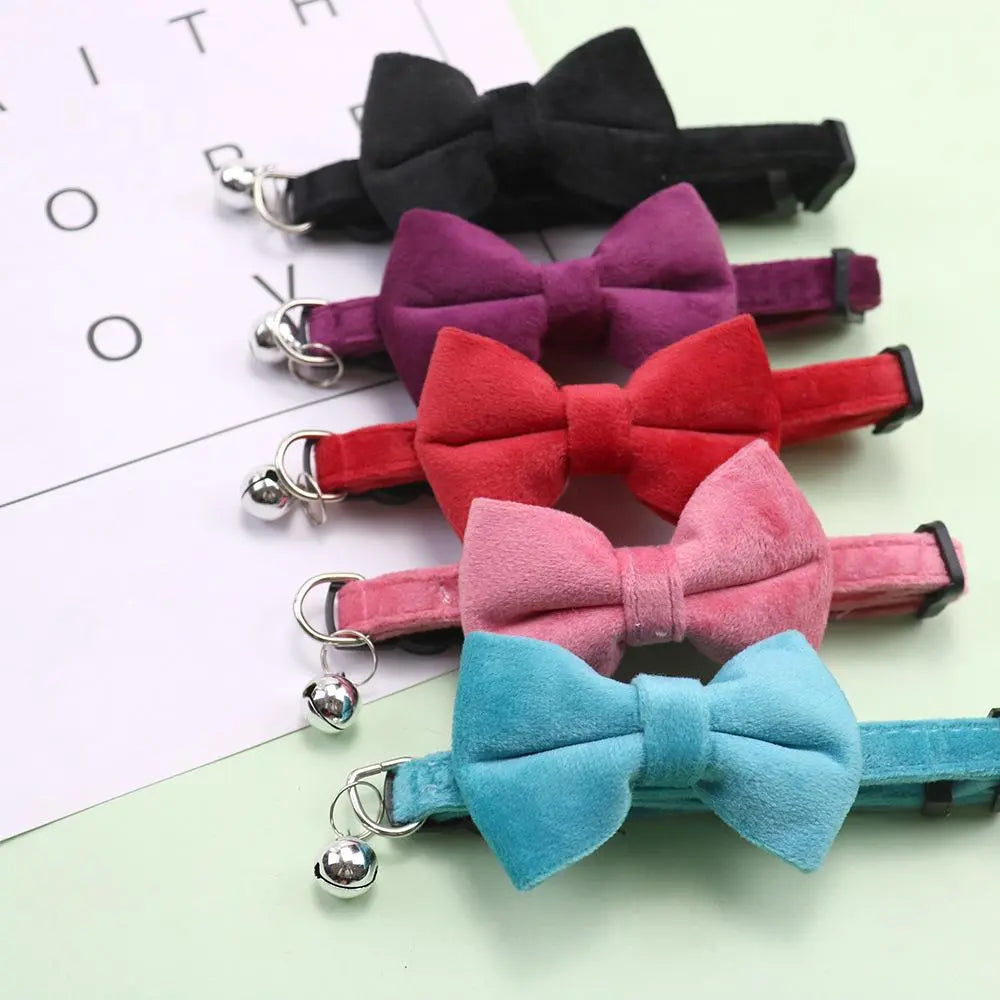 Adjustable Pet Collar with Bell and Bowknot Design, Featuring Safety Buckle - Ideal Accessories for Small Dogs and Cats