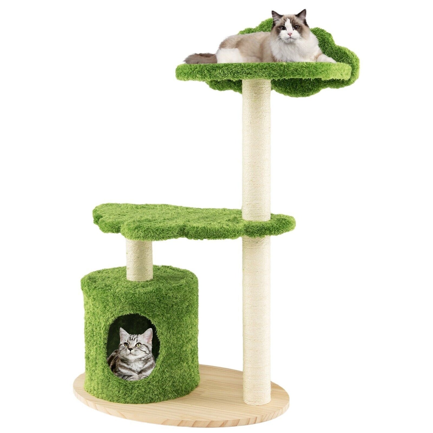 Stylish 97Cm Wooden Cat Tree - 3-Tier Activity Center for Play and Relaxation