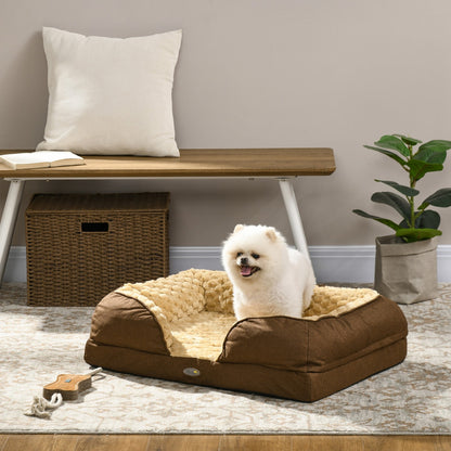 Indulge Your Small Dog with Our Cozy Brown Calming Bed - Anti-Slip Design for Ultimate Comfort
