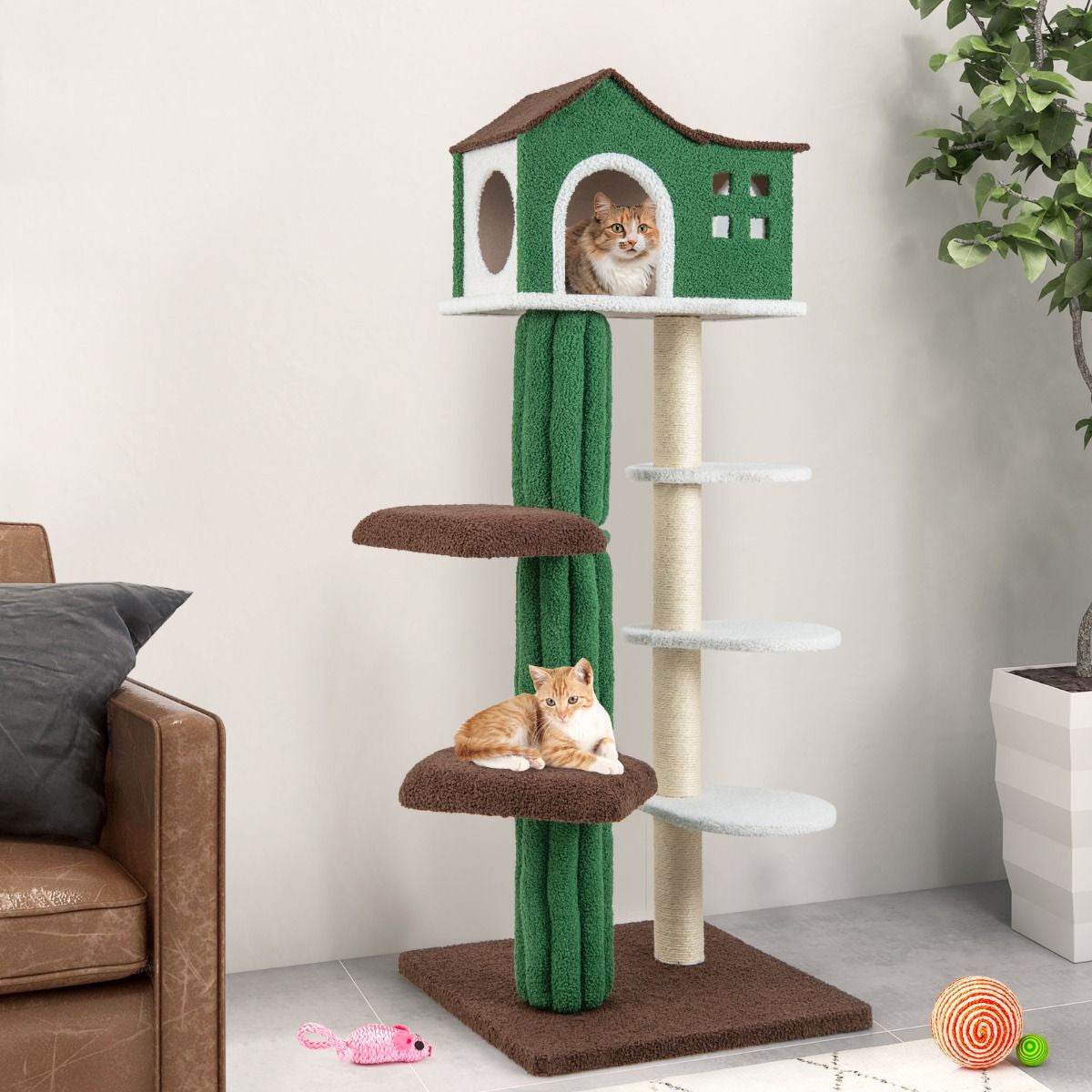7-Tier Contemporary Cat Tree with Sisal Scratching Posts