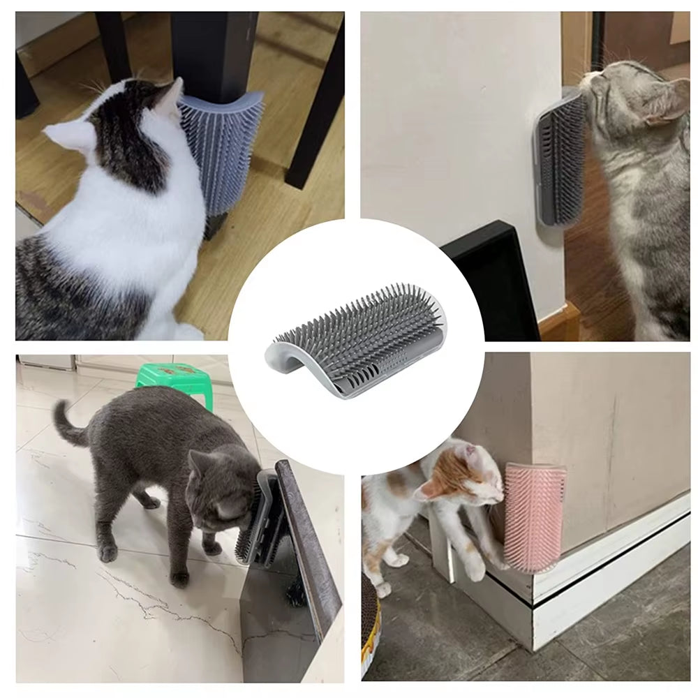 4X Cat Self Groomer Brush Wall Corner Grooming Brush Massage Hair Comb Scratcher