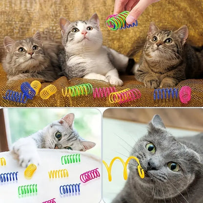 Interactive Cat Spiral Toy Set - 20 Colorful Plastic Springs for Hunting, Swatting, and Biting