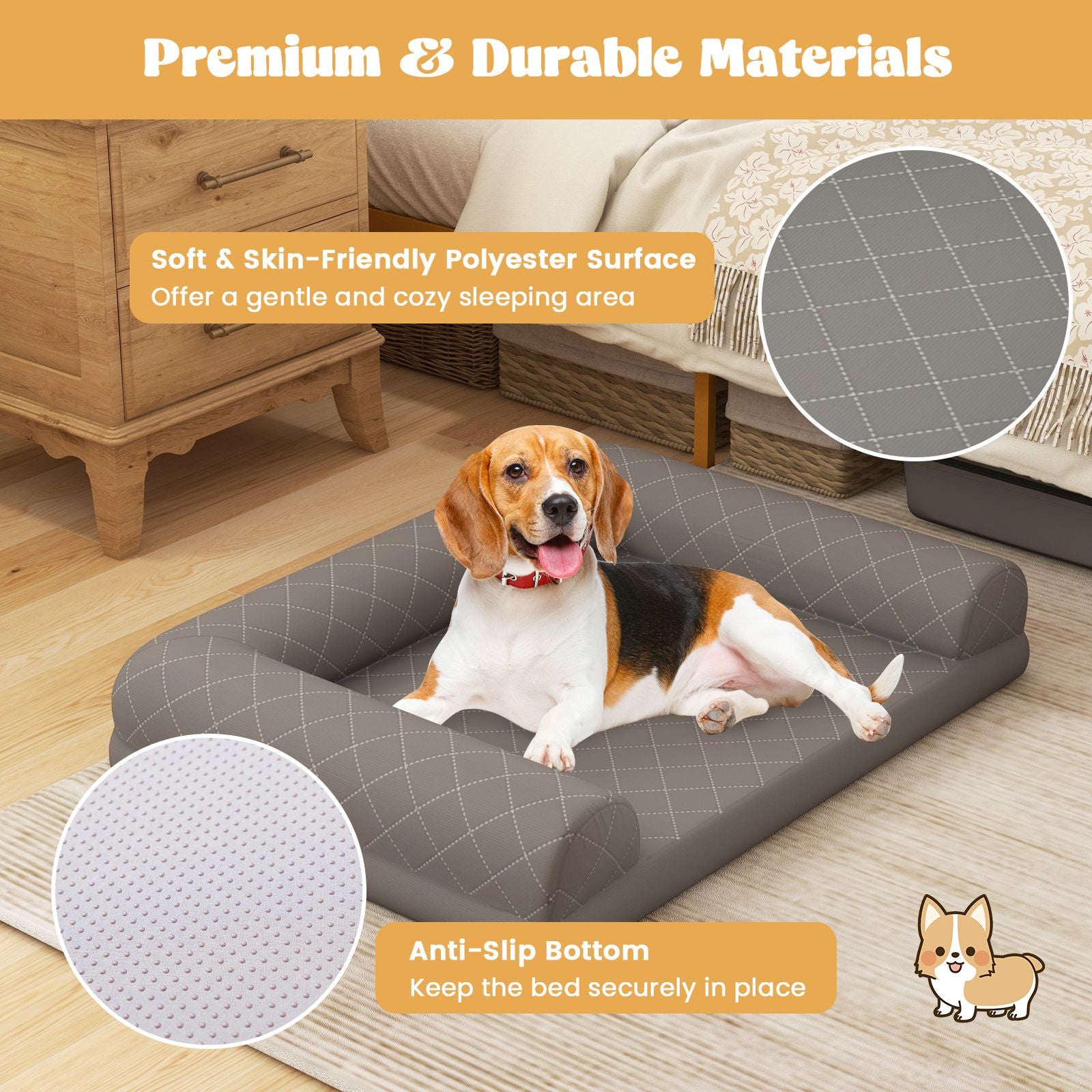 Luxury Orthopedic Dog Bed with 3-Sided Bolster for Ultimate Comfort and Support