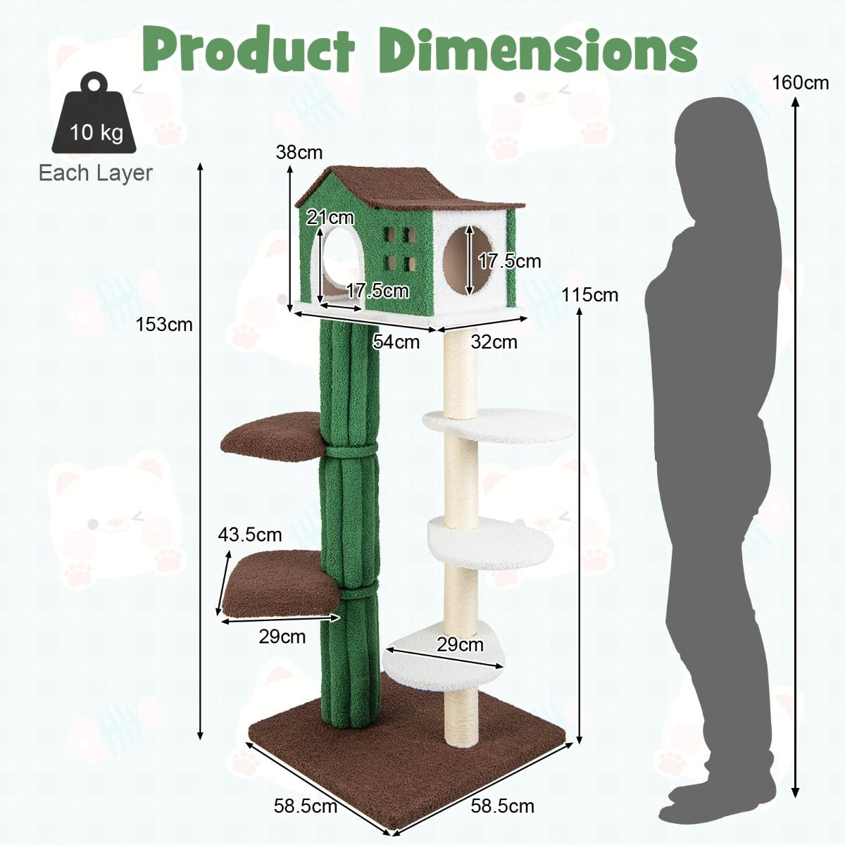 7-Tier Contemporary Cat Tree with Sisal Scratching Posts