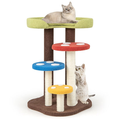 3-in-1 Cat Tree Featuring Three Fully Wrapped Sisal Posts with Removable Mat and Platforms
