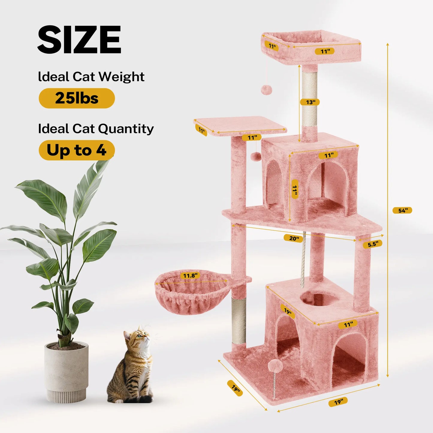 Wecharmer Indoor Cat Tree Tower with Plush Condo, Scratching Posts, and Hanging Ball - Ideal Pet Furniture with Green Leaf Design