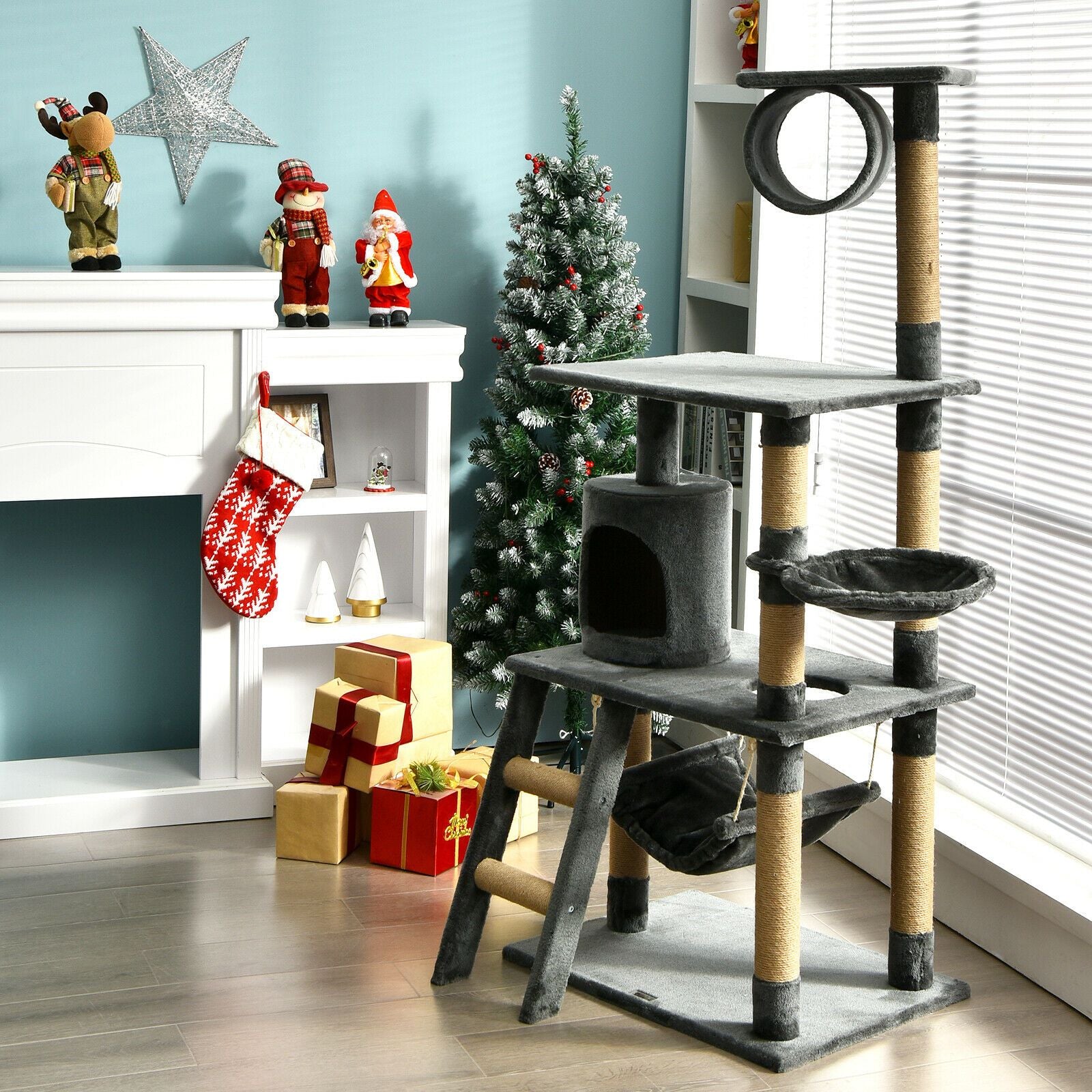 Multi-Tiered Cat Scratching Post and Tree