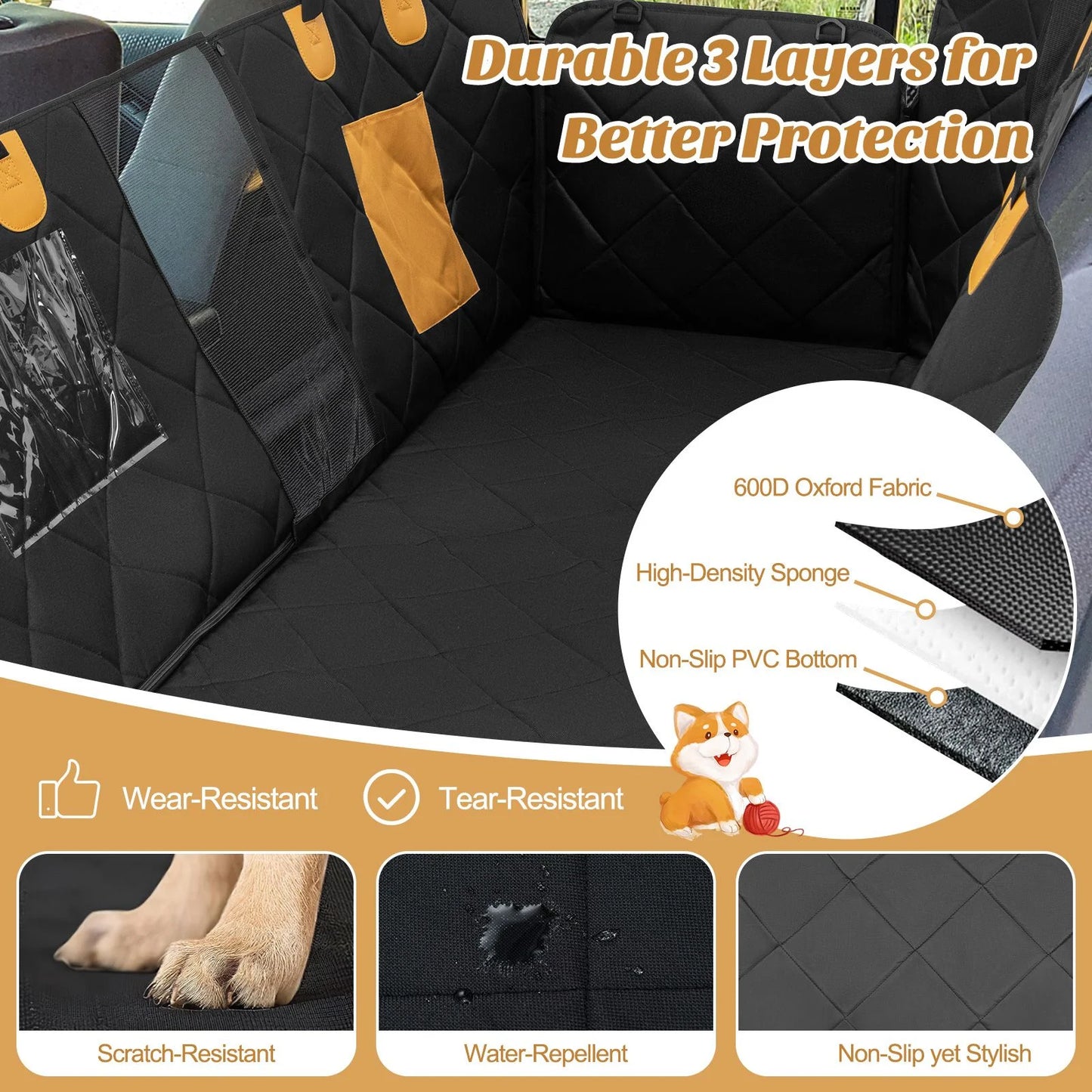 Ultimate Waterproof Dog Car Seat Cover with Mesh Windows for Hassle-Free Travel