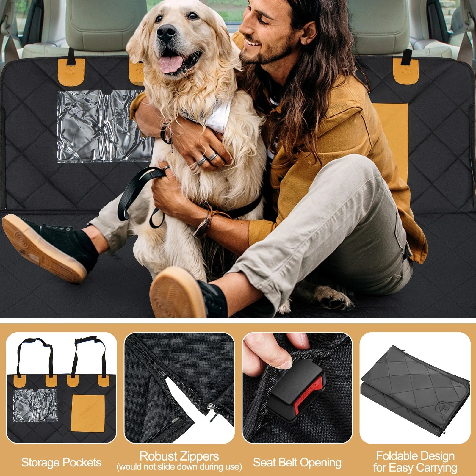 Ultimate Waterproof Dog Car Seat Cover with Mesh Windows for Hassle-Free Travel