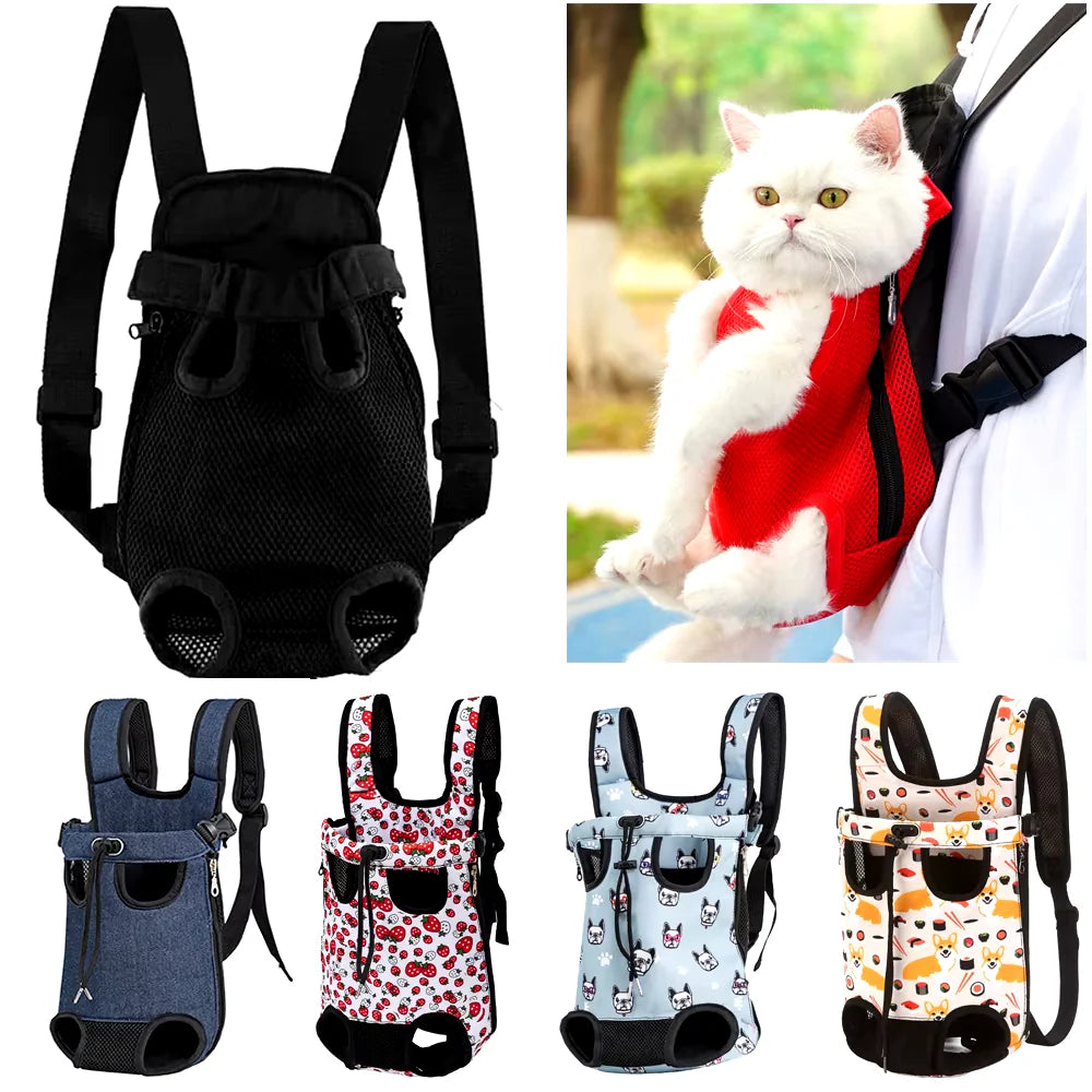 Adjustable Pet Carrier Backpack for Cats and Dogs - Portable Outdoor Travel and Hiking Bag