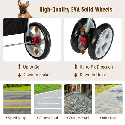 4-Wheel Folding Pet Stroller with Storage Basket and Adjustable Canopy System