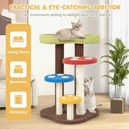 3-in-1 Cat Tree Featuring Three Fully Wrapped Sisal Posts with Removable Mat and Platforms