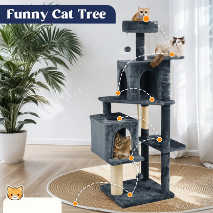 Wecharmer Indoor Cat Tree Tower with Plush Condo, Scratching Posts, and Hanging Ball - Ideal Pet Furniture with Green Leaf Design