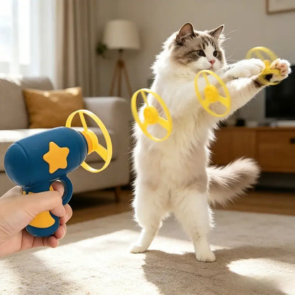 6-Piece Interactive Cat Fetch Toy Set with Launcher and Flying Disc for Indoor Play