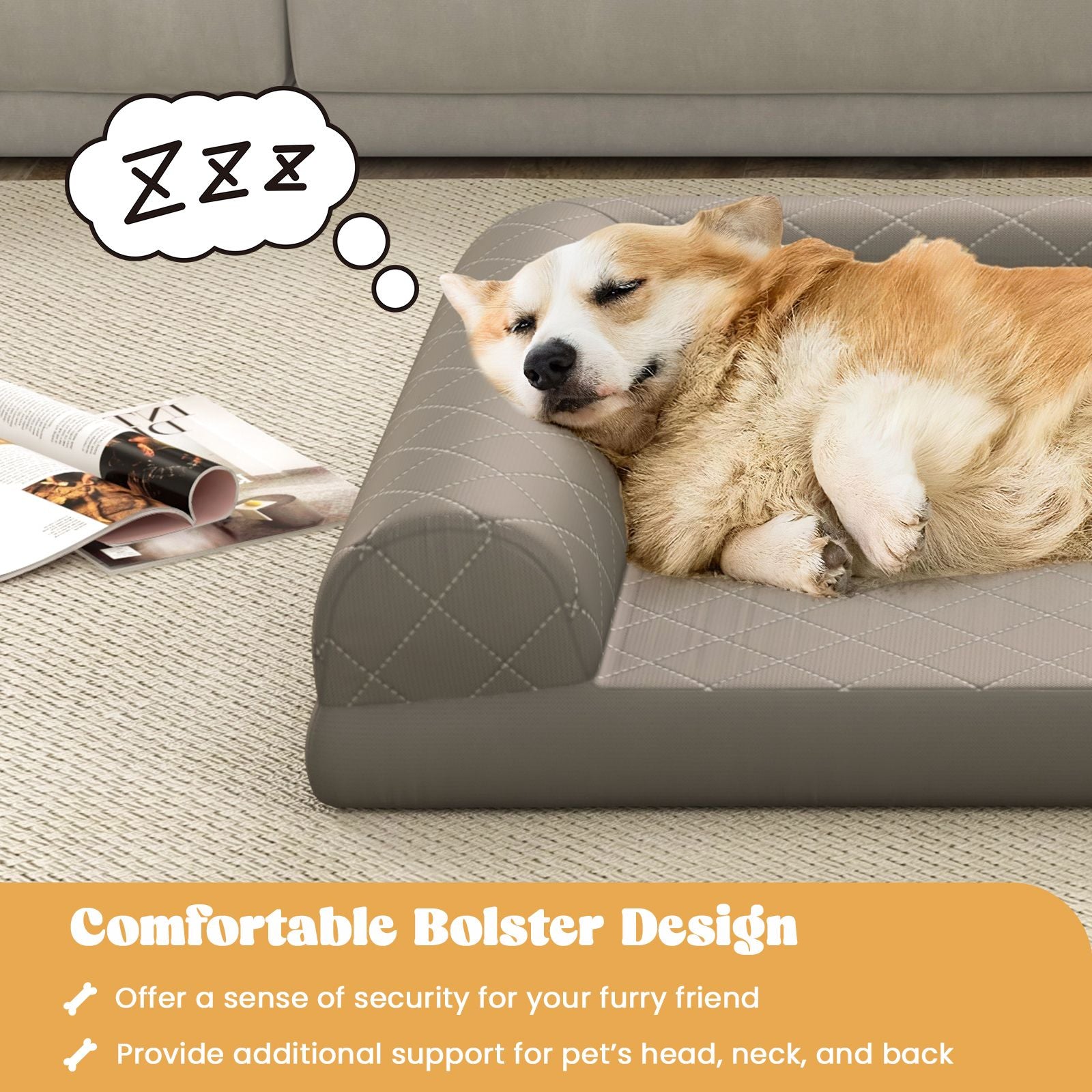 Luxury Orthopedic Dog Bed with 3-Sided Bolster for Ultimate Comfort and Support