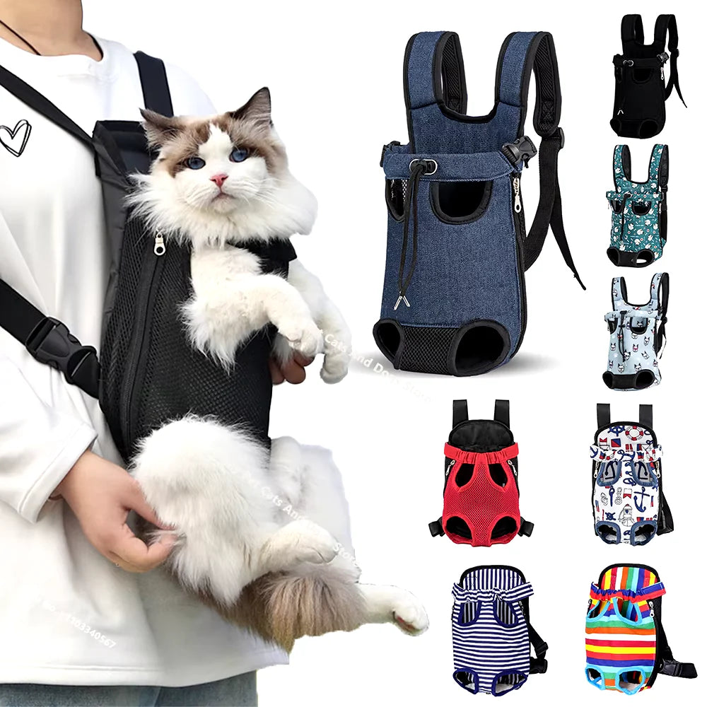 Adjustable Pet Carrier Backpack for Cats and Dogs - Portable Outdoor Travel and Hiking Bag