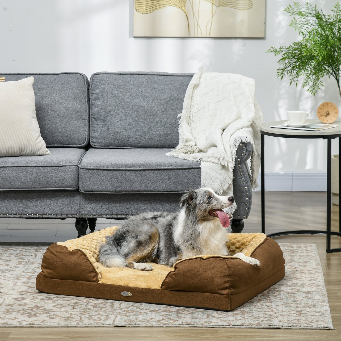 Indulge Your Small Dog with Our Cozy Brown Calming Bed - Anti-Slip Design for Ultimate Comfort