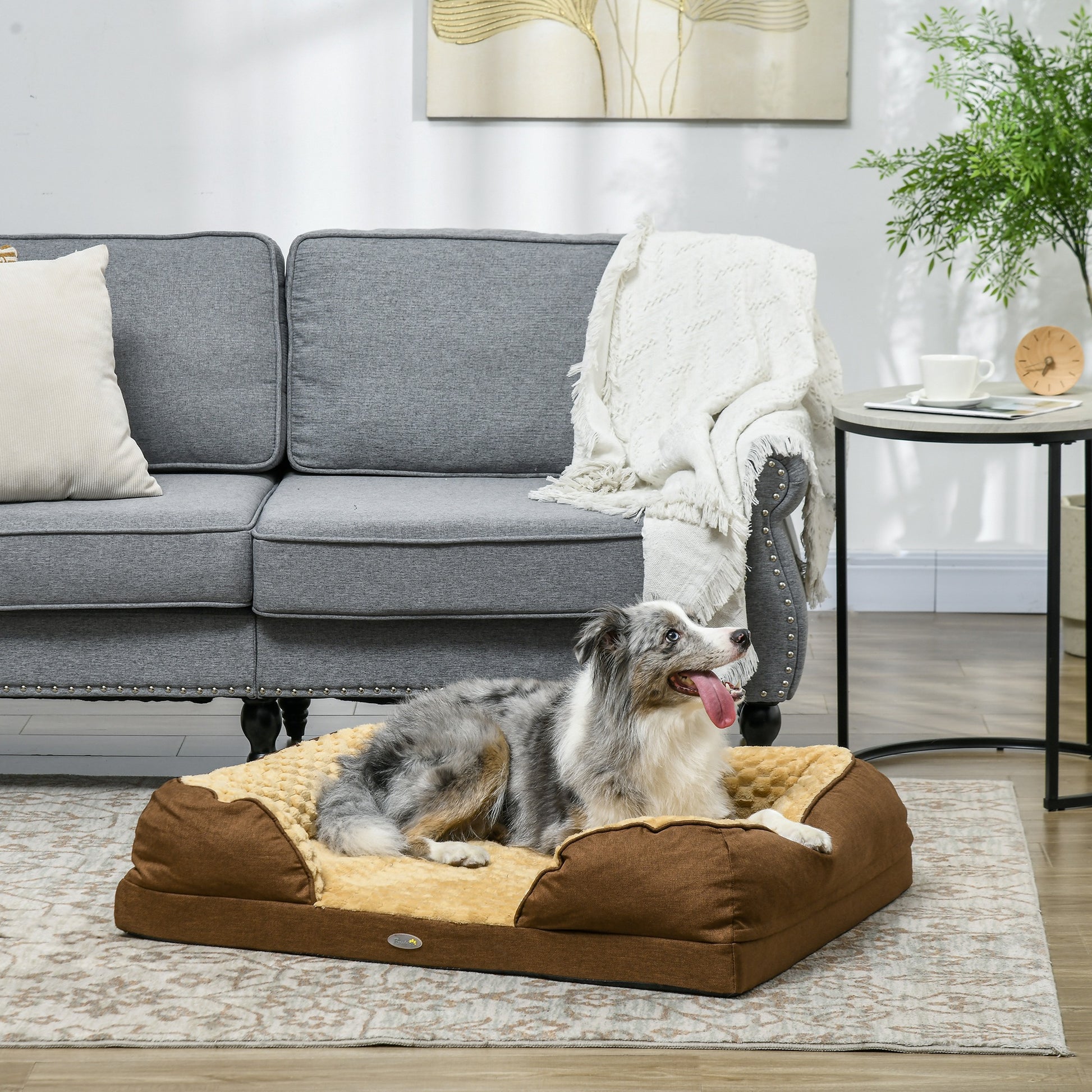 Indulge Your Small Dog with Our Cozy Brown Calming Bed - Anti-Slip Design for Ultimate Comfort
