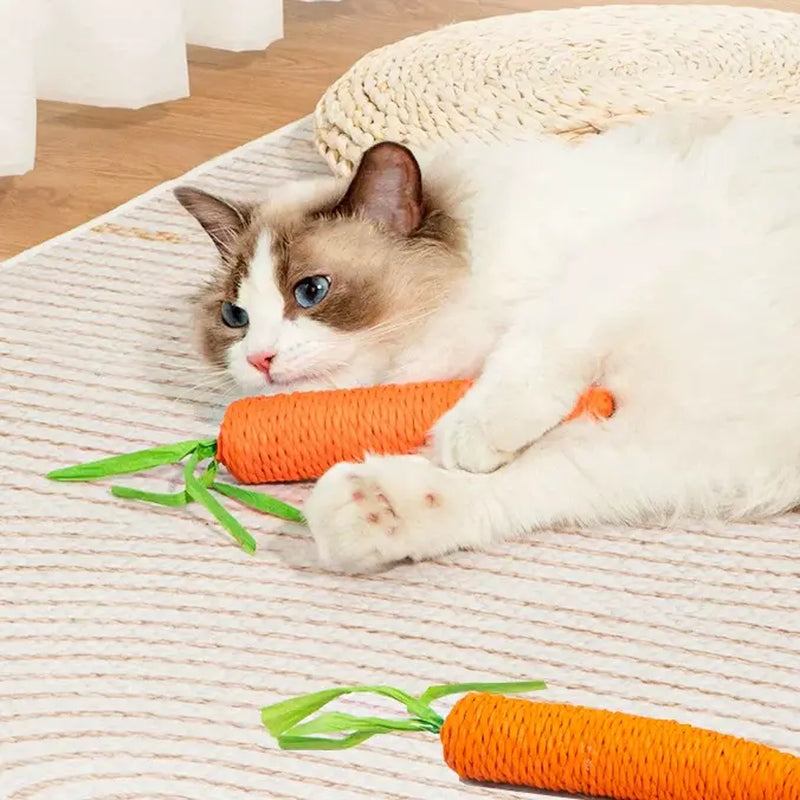 Lovely Caves Cotton Carrot Cat Chew Toys, Set of 2