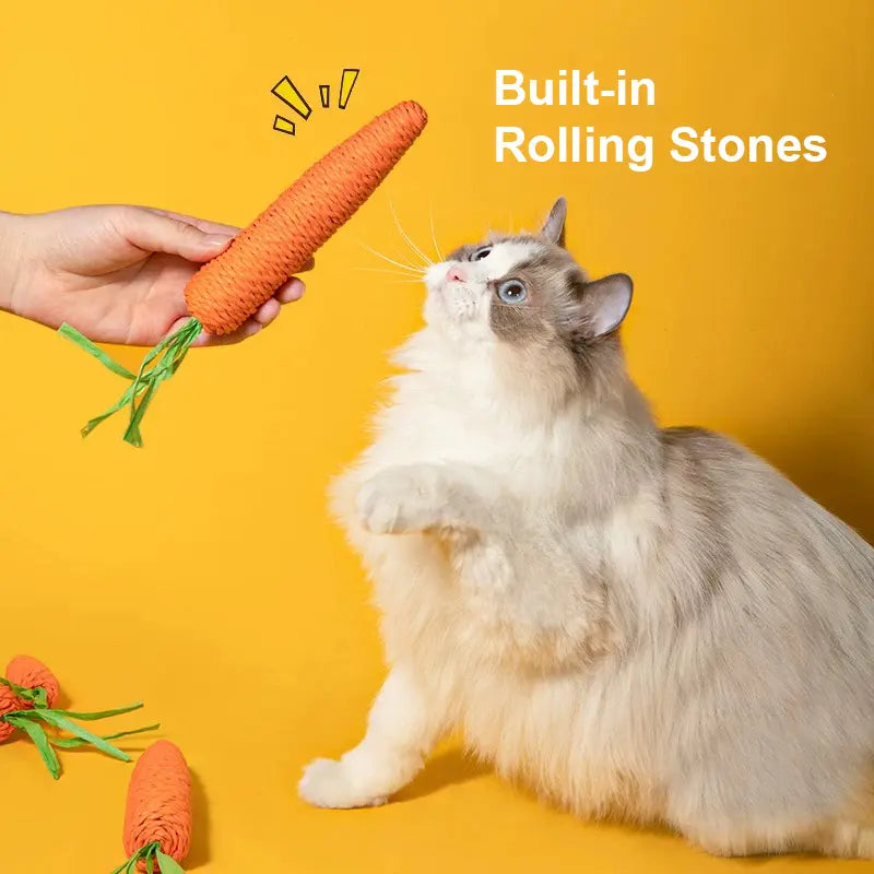 Lovely Caves Cotton Carrot Cat Chew Toys, Set of 2