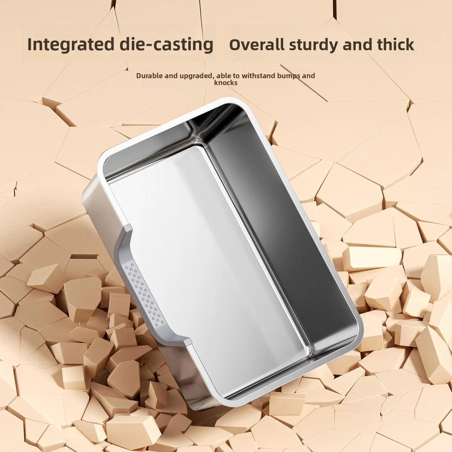 Extra Large Stainless Steel Cat Litter Box with Top Entry and Side Opening - Anti-Splash Design, Durable and Easy to Clean, 60x40x20 cm