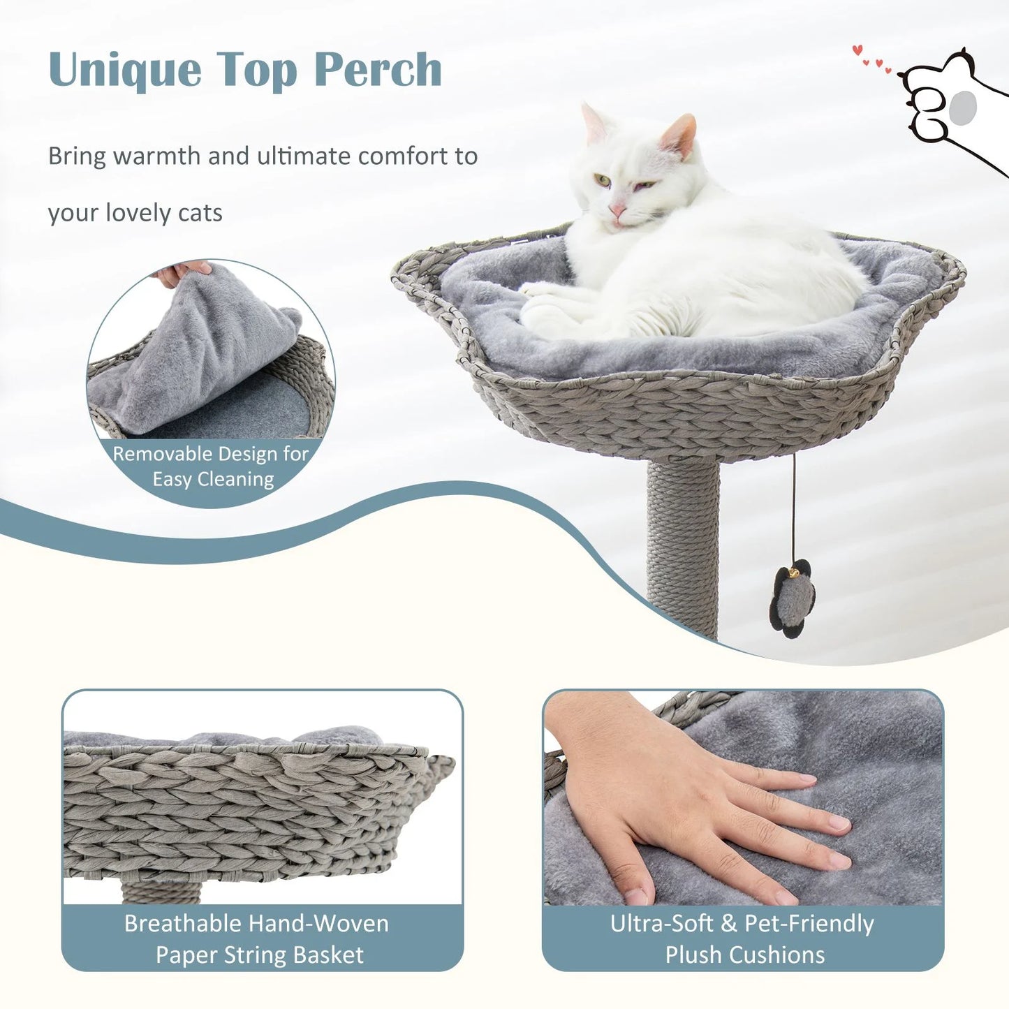 3-Tier Cat Tree with Sisal-Wrapped Scratching Post