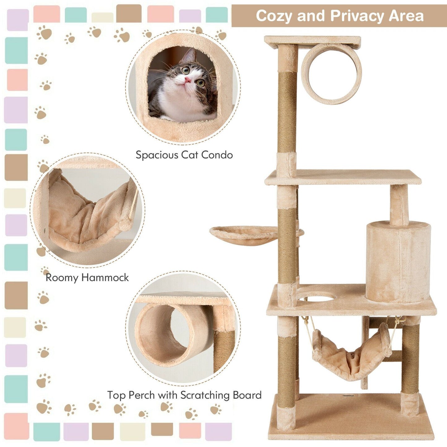 Multi-Tiered Cat Scratching Post and Tree