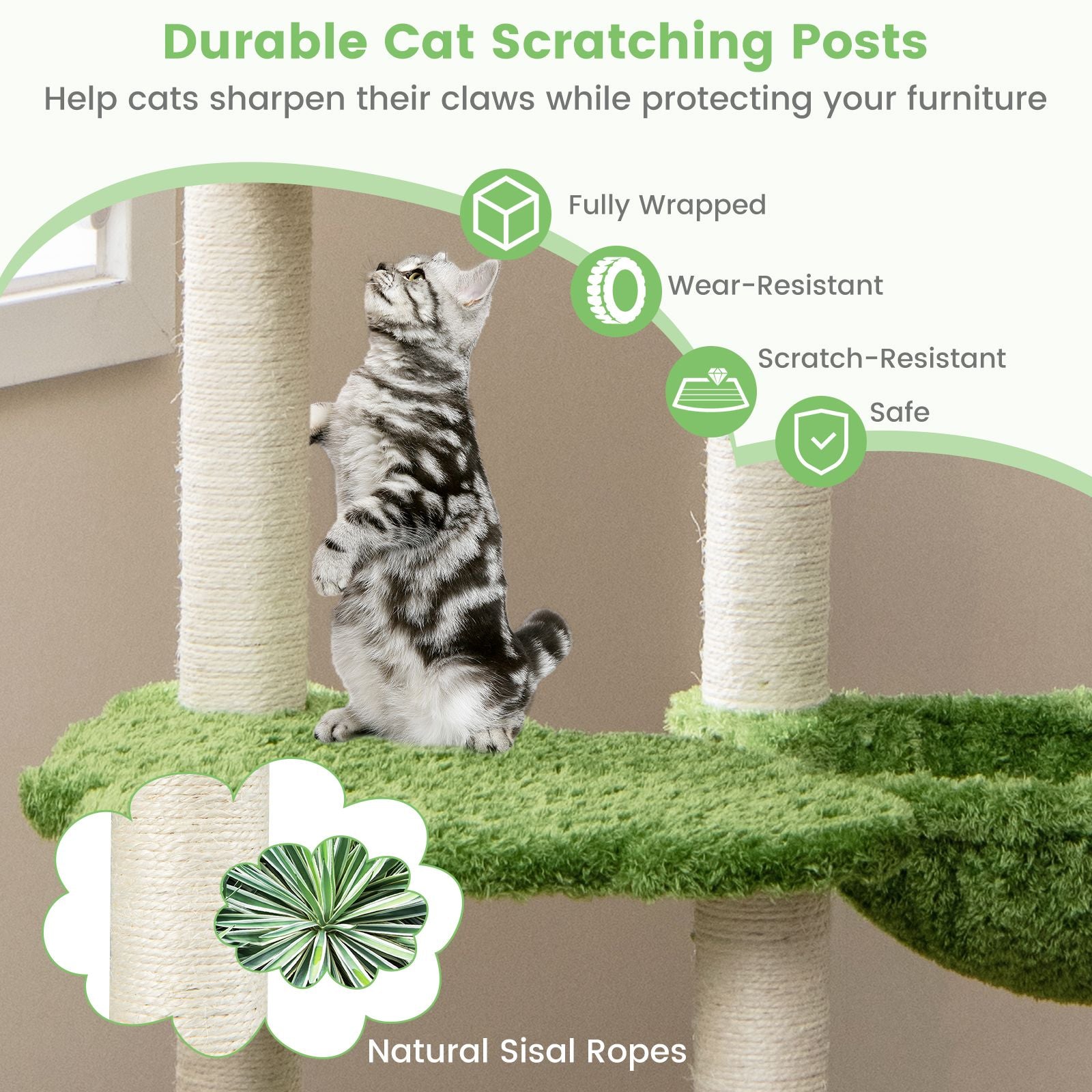 Stylish Wooden Cat Tree with Cozy Condos and Durable Sisal Scratching Posts for Happy Kittens