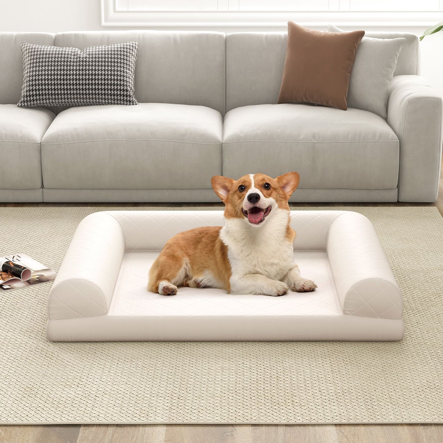 Luxury Orthopedic Dog Bed with 3-Sided Bolster for Ultimate Comfort and Support