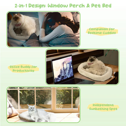 Folding Window Cat Hammock - Cordless, Machine Washable Bed with Durable Metal Frame and Strong Suction Cups for Cats and Small Dogs