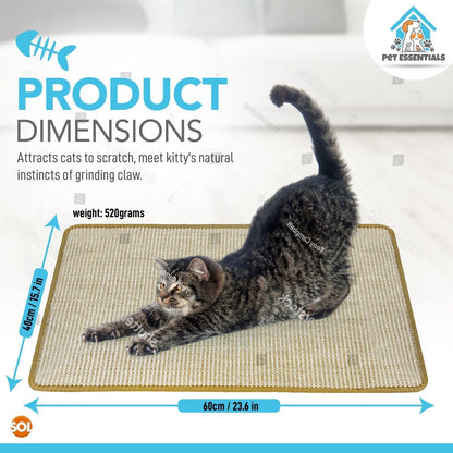 Double Pack of Premium Sisal Cat Scratching Mats - 60x40cm Durable Scratchers for Happy Kittens and Cats
