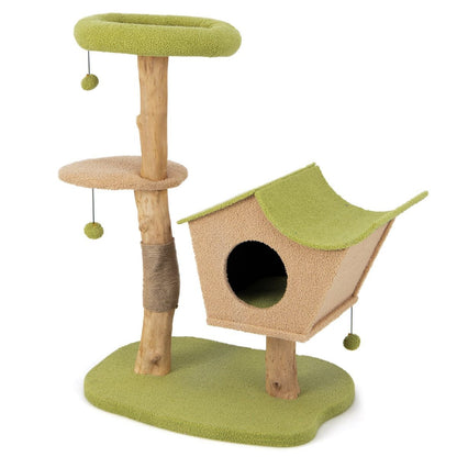 Cat Activity Center with Padded Perch and Interactive Bell Balls for Indoor Use