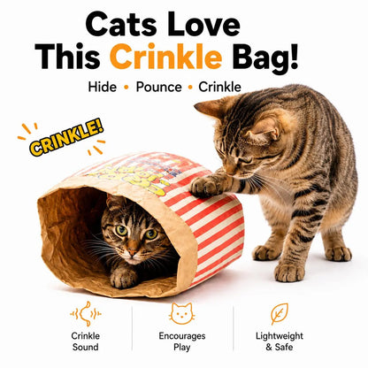 Giant Crinkle Bag Tunnel Toy for Indoor Cats - 29.5 x 13.8 Inch Collapsible Interactive Hideaway with Crinkle Sound for Kittens, Rabbits, and Ferrets