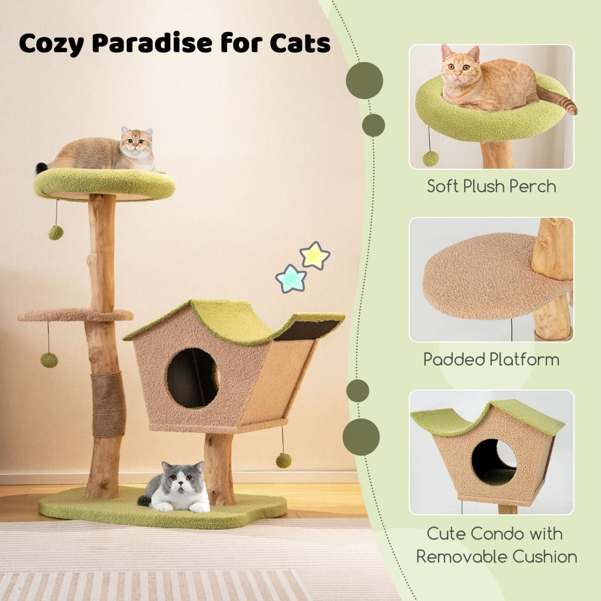 Cat Activity Center with Padded Perch and Interactive Bell Balls for Indoor Use