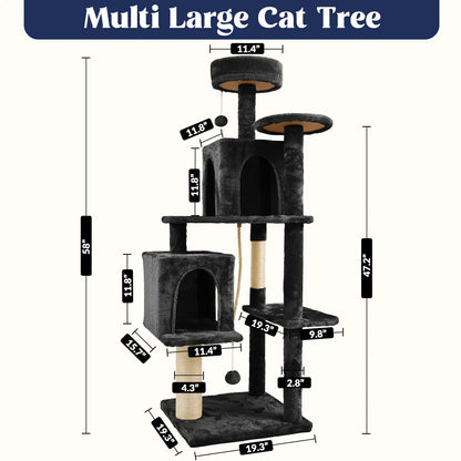Wecharmer Indoor Cat Tree Tower with Plush Condo, Scratching Posts, and Hanging Ball - Ideal Pet Furniture with Green Leaf Design