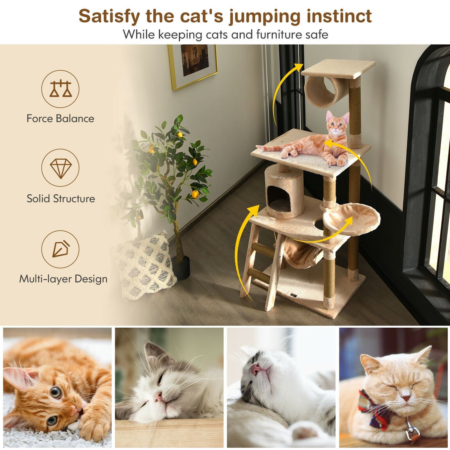 Multi-Tiered Cat Scratching Post and Tree