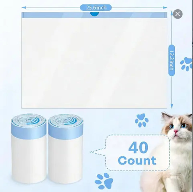 Cat Litter Bags 40 Count Durable Drawstring Liners for Automatic Self-Cleaning Litter Boxes Heavy-Duty Leak-Resistant Replacement Bags Easy-Tie Thick Tough Waste Bags#Summervibes #Petlovers