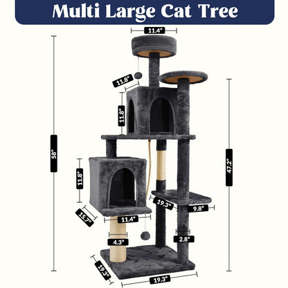 Wecharmer Indoor Cat Tree Tower with Plush Condo, Scratching Posts, and Hanging Ball - Ideal Pet Furniture with Green Leaf Design