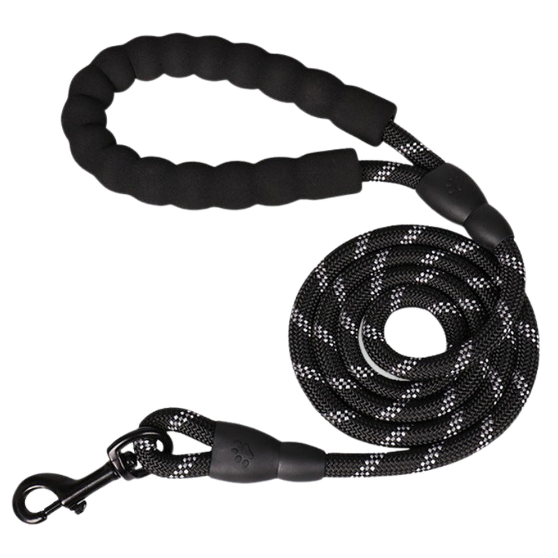 5FT Reflective Braided Dog Leash with Padded Foam Handle for Puppy Training