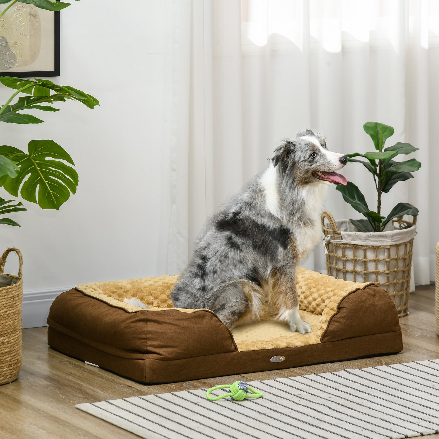 Indulge Your Small Dog with Our Cozy Brown Calming Bed - Anti-Slip Design for Ultimate Comfort
