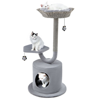 3-Tier Cat Tree with Sisal-Wrapped Scratching Post