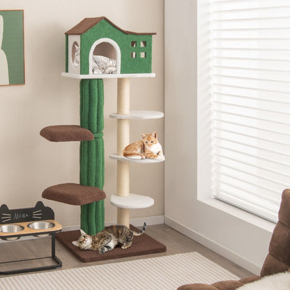 7-Tier Contemporary Cat Tree with Sisal Scratching Posts