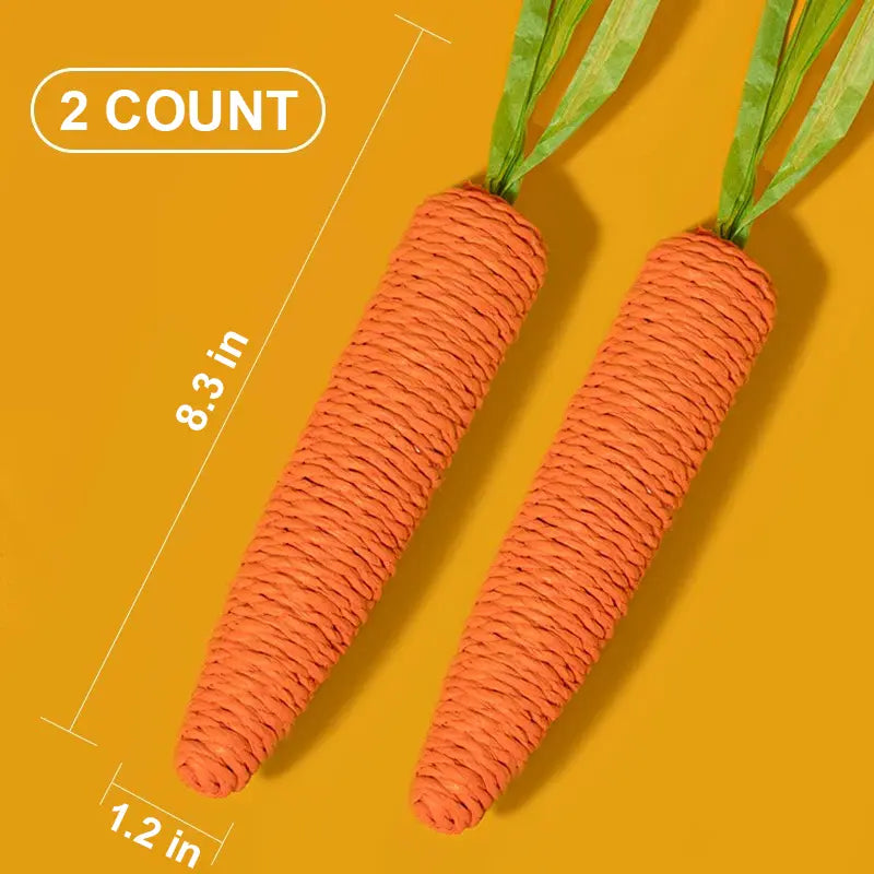 Lovely Caves Cotton Carrot Cat Chew Toys, Set of 2