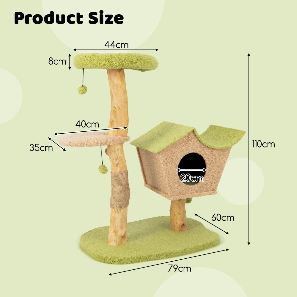 Cat Activity Center with Padded Perch and Interactive Bell Balls for Indoor Use