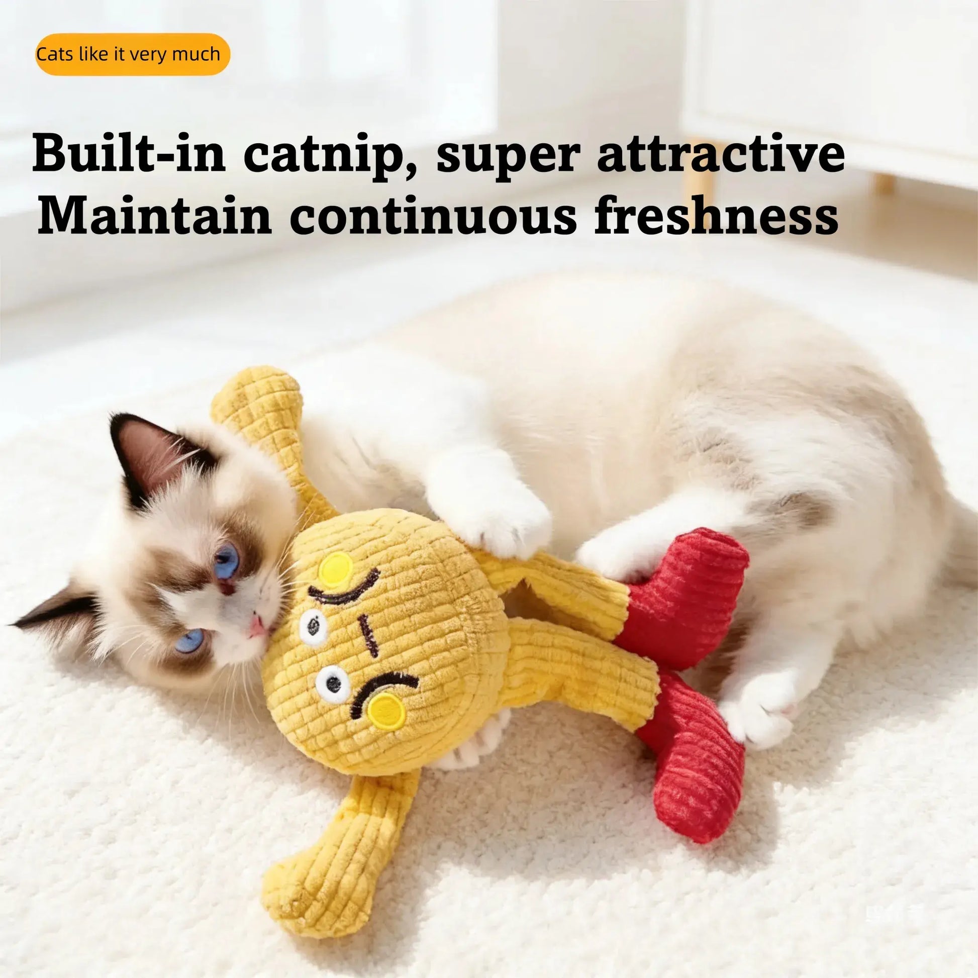 Interactive Plush Catnip Crinkle Toys - Set of 2, Soft and Durable Design for Indoor Kittens, Stimulating Chewing and Kicking Fun