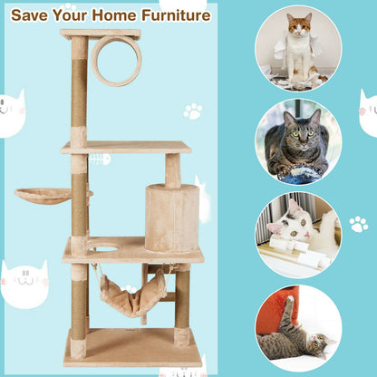 Multi-Tiered Cat Scratching Post and Tree