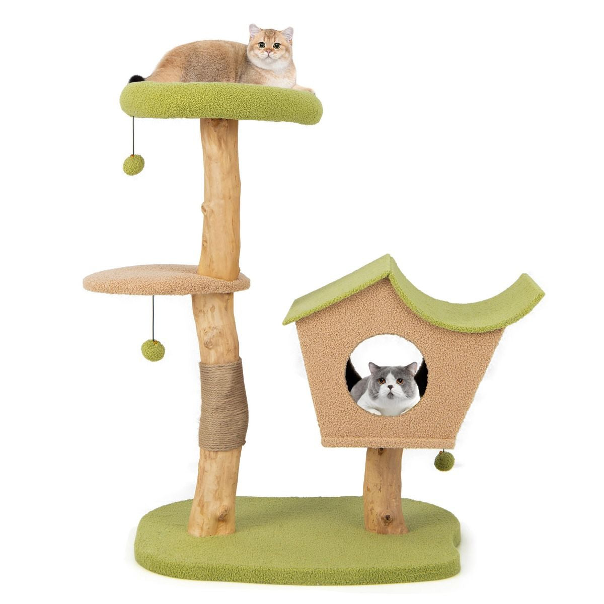 Cat Activity Center with Padded Perch and Interactive Bell Balls for Indoor Use