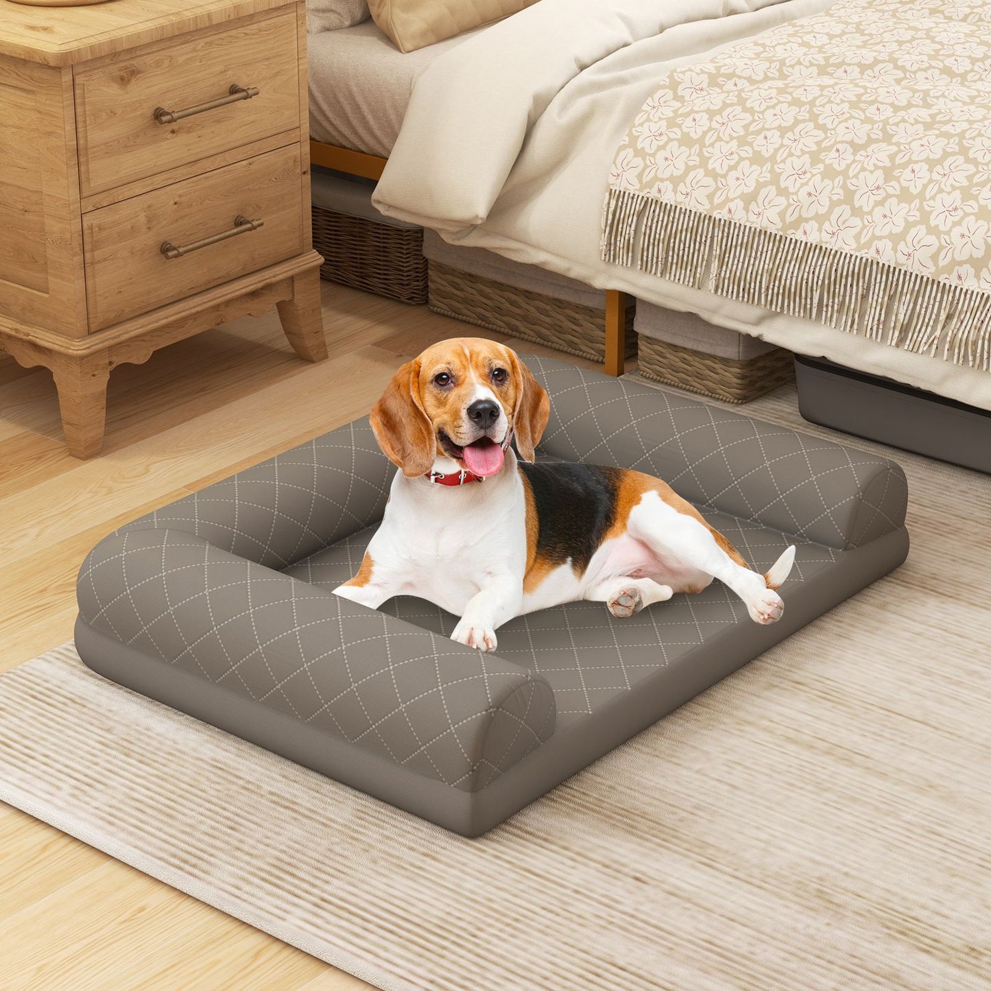 Luxury Orthopedic Dog Bed with 3-Sided Bolster for Ultimate Comfort and Support